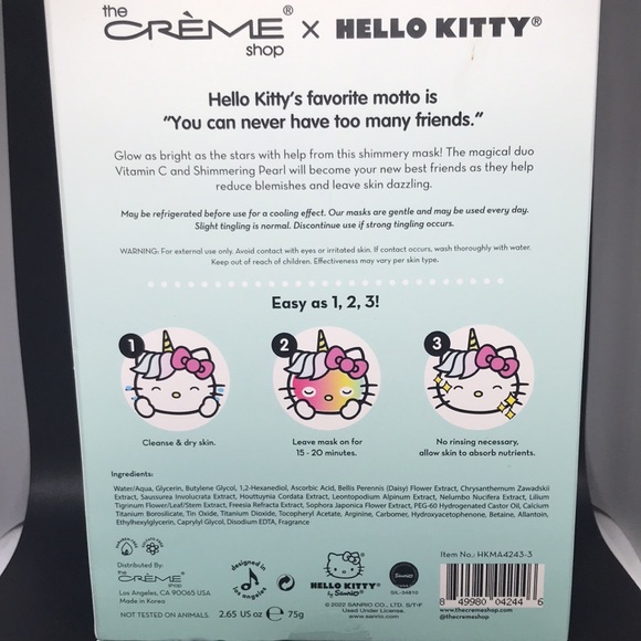 🆕SEALED!BNIB!3 Pack of Crème Shop xHello Kitty Shooting Stars Sheet Masks - Picture 4 of 7